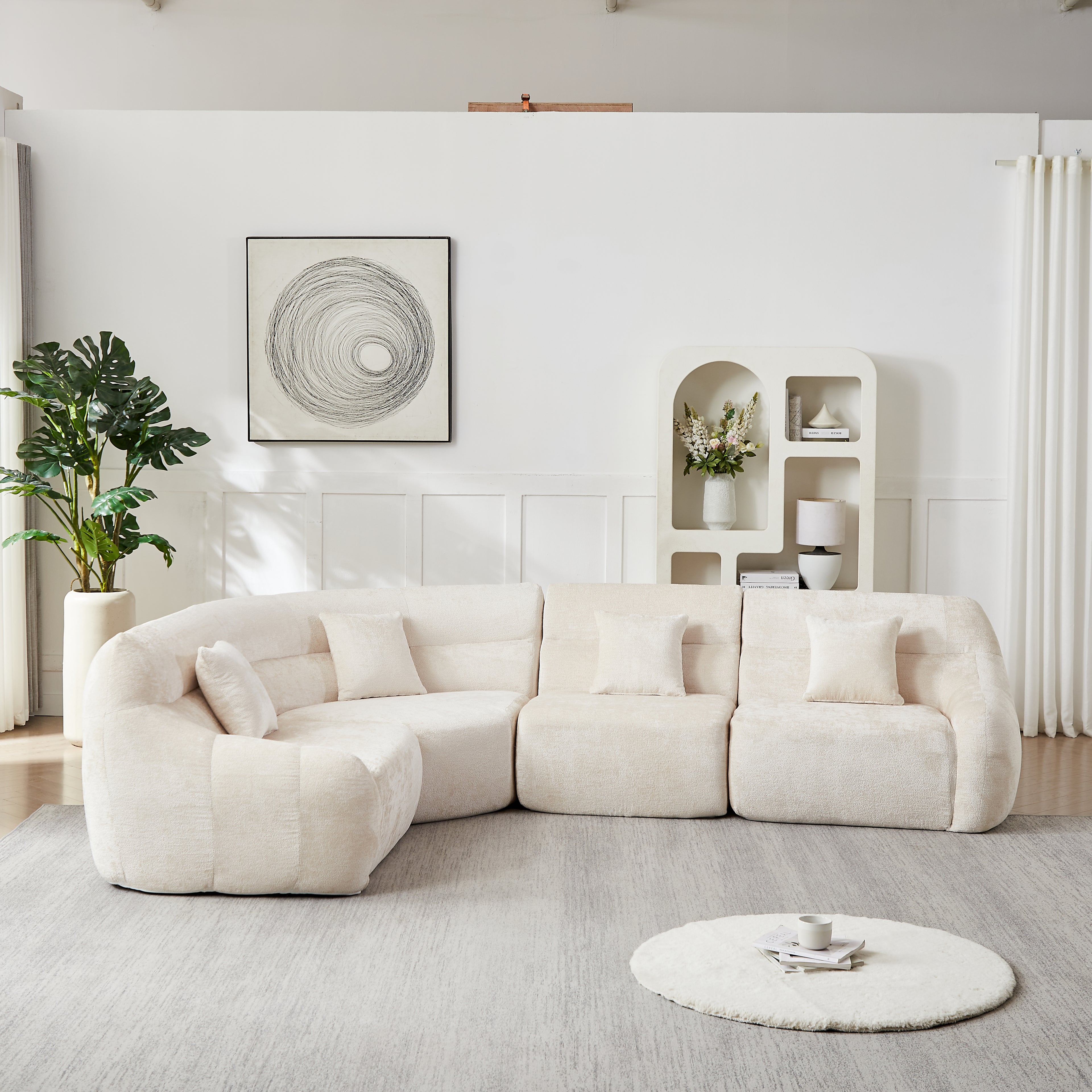 123.2-Inch Modern Luxury Curved Corner Sectional Sofa