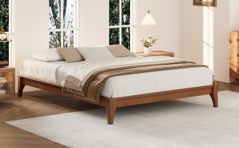 12 Inch Full Size Solid Dry Bamboo Wood Platform Bed Frame