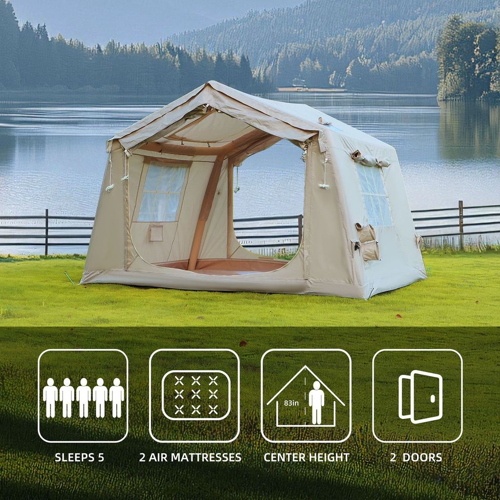 VKAMP Inflatable Camping Tent for 4-8 Persons