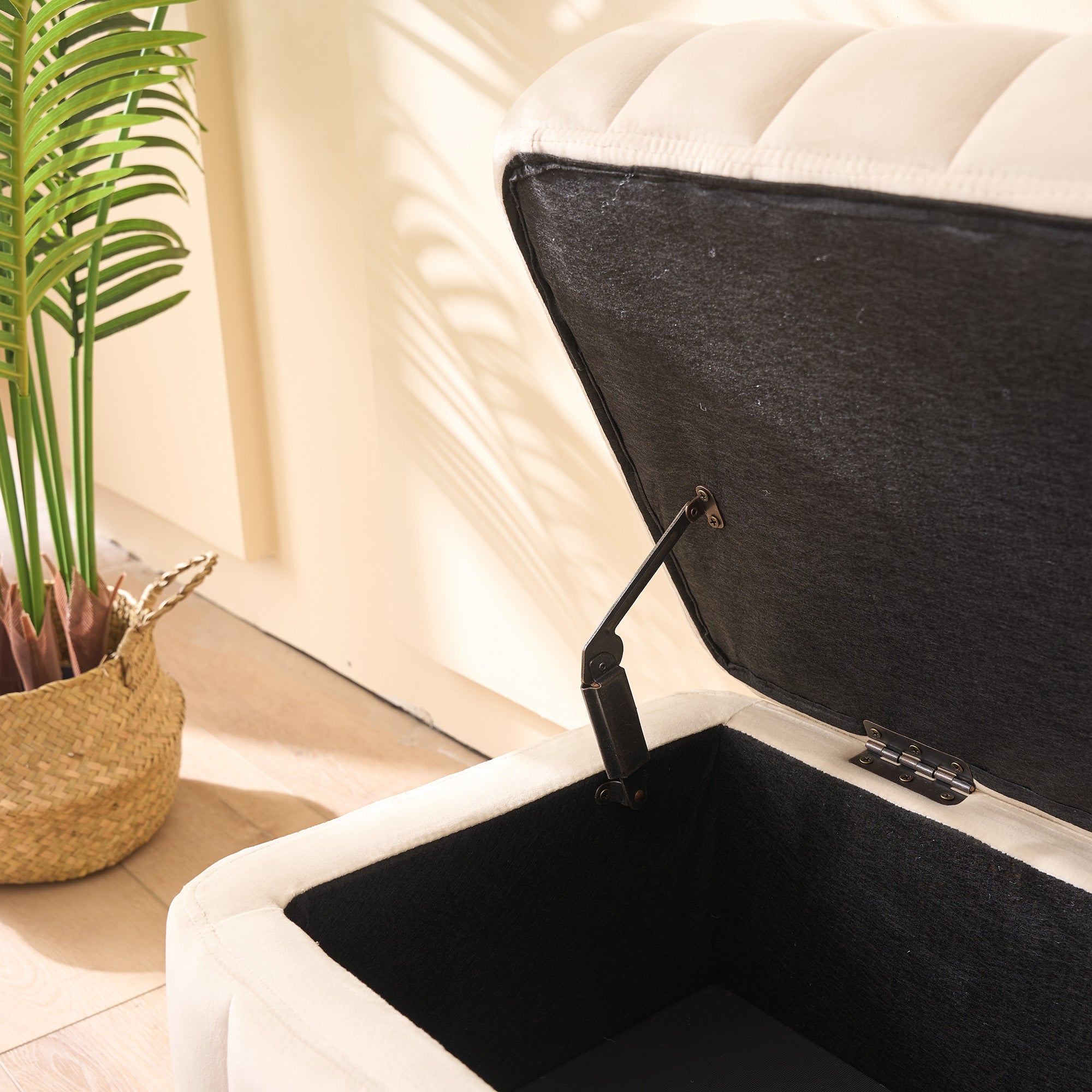 Upholstered Velvet Storage Bench Ottoman