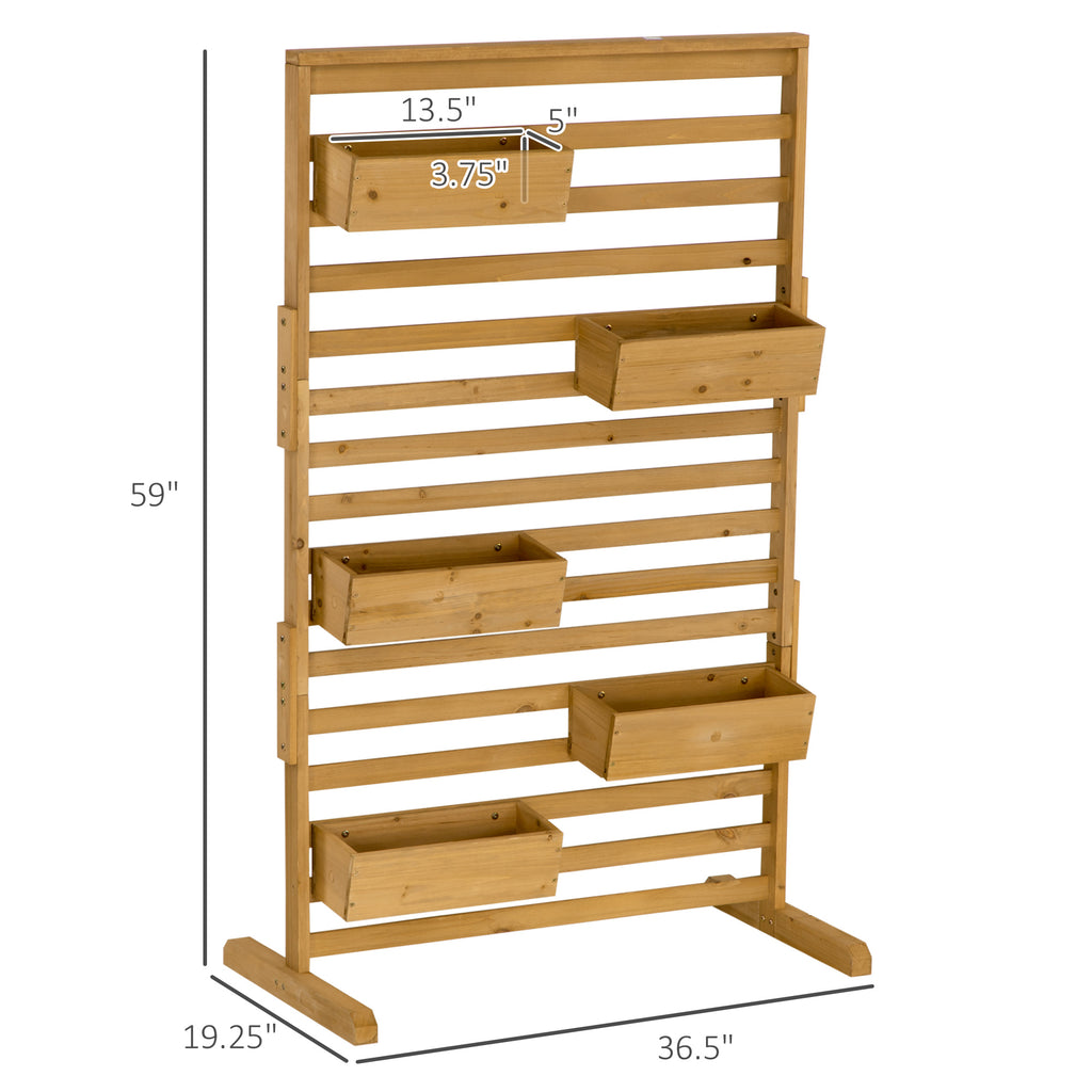 Outsunny Wooden Plant Trellis Stand with 5 Hanging Planter Boxes