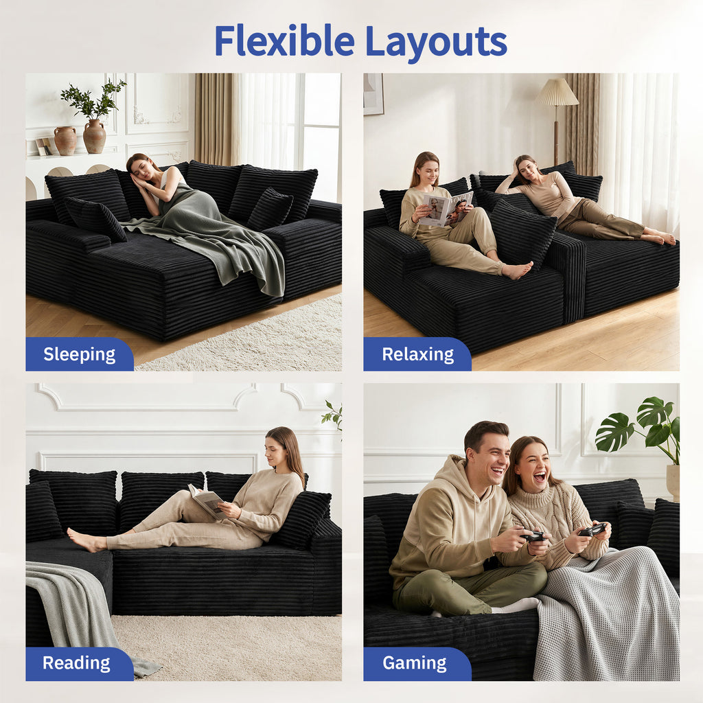 95" Sectional Couch - Modern Modular L-Shape Sofa