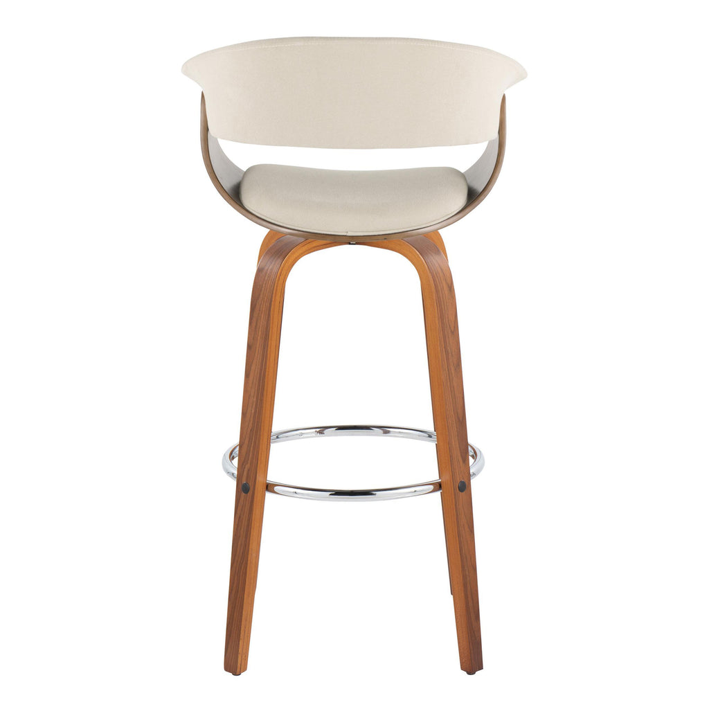 30" Mid-Century Modern Fixed-Height Barstool with Swivel