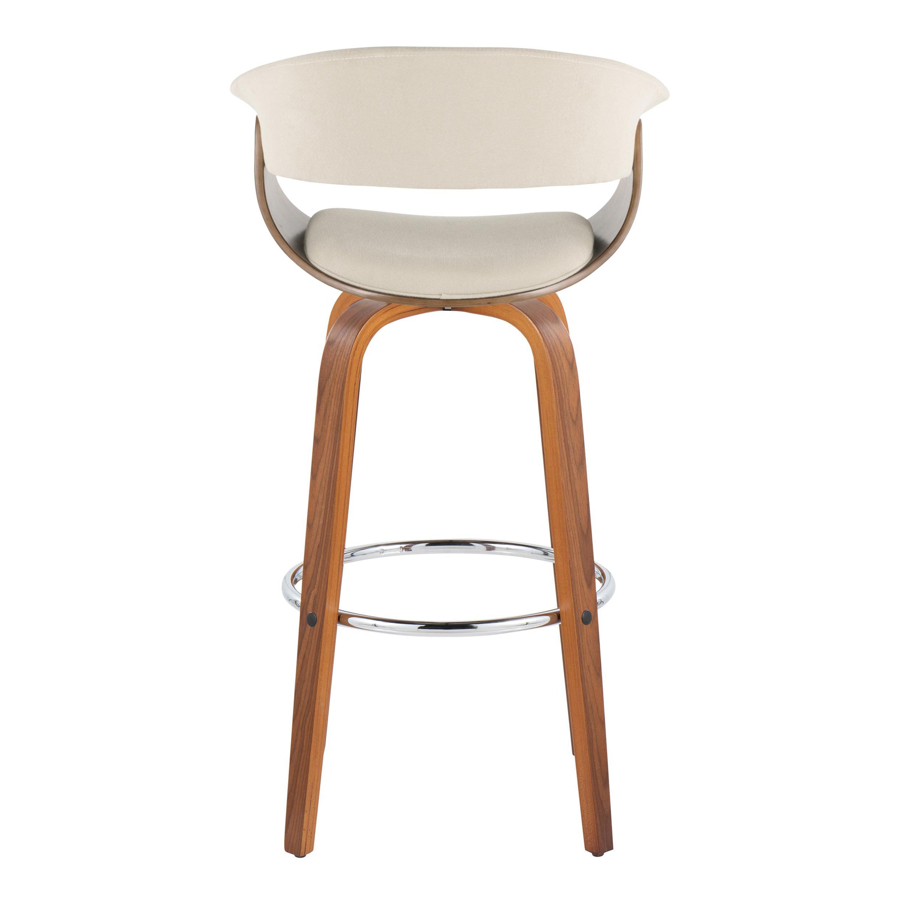 30" Mid-Century Modern Fixed-Height Barstool with Swivel
