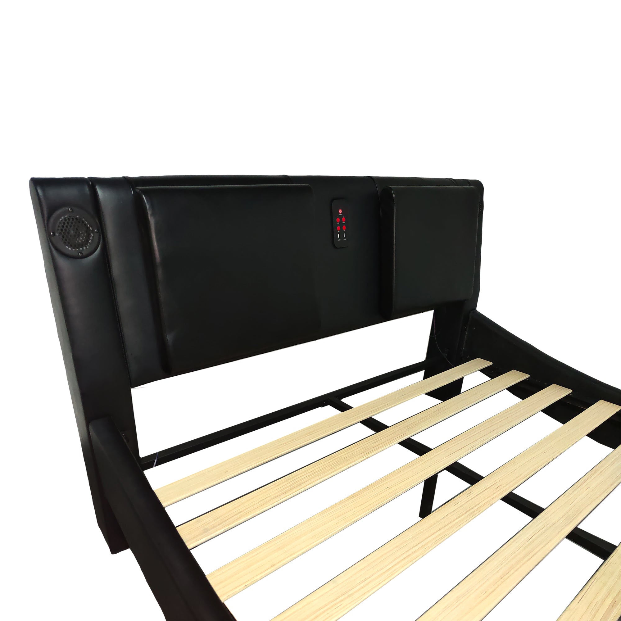 Faux Leather Upholstered Platform Bed Frame with LED Lighting