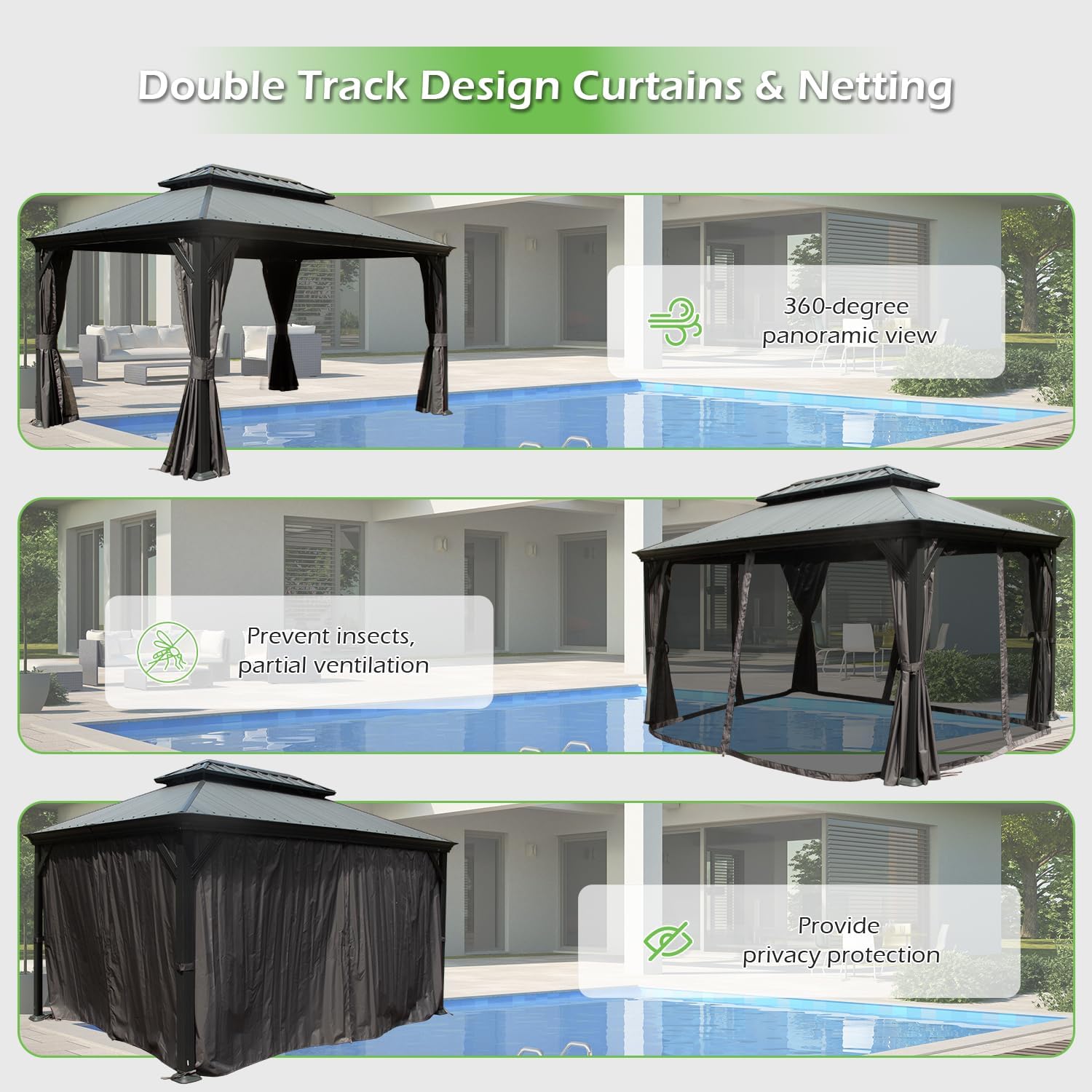 10'x14' Hardtop Gazebo with Resin Roof