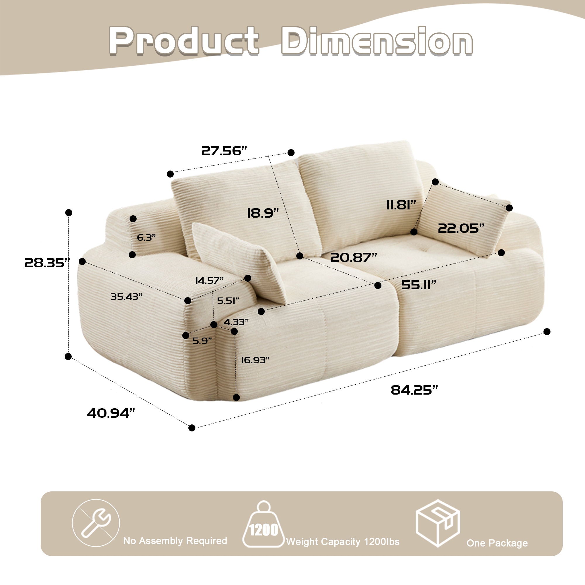 2 Seater Large Sectional Couches For Living Room