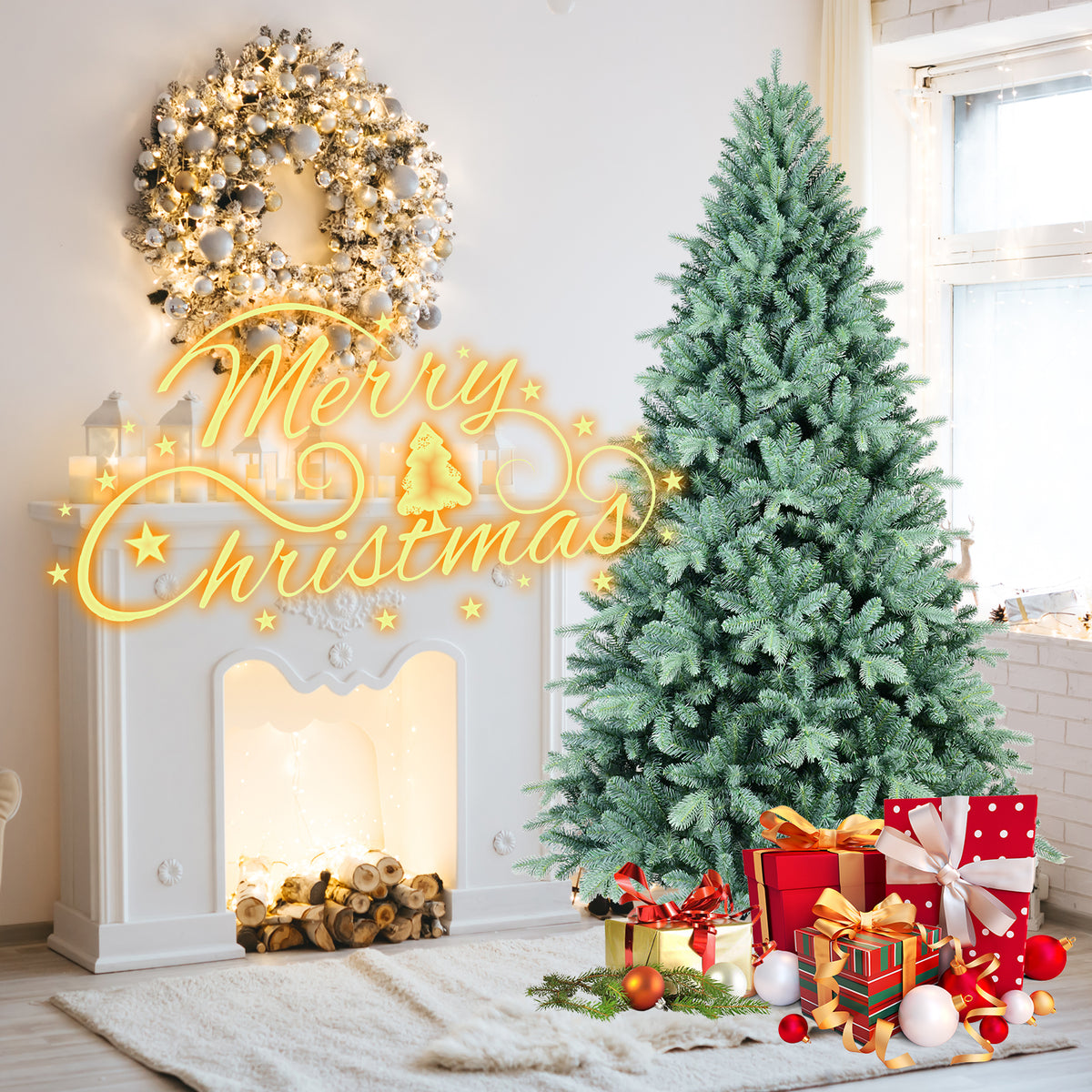 4FT Blue-Green Tint PE/PVC Christmas Tree