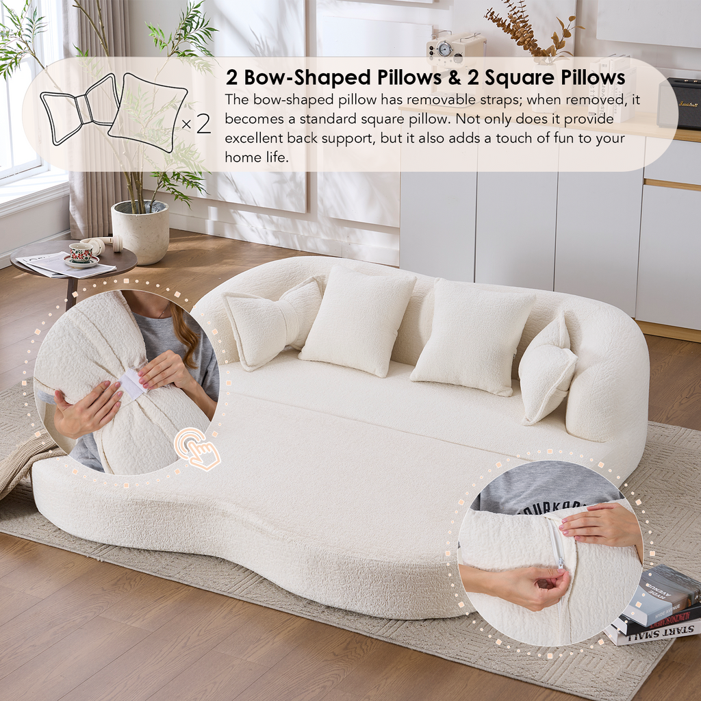 2-in-1 Foldable Sofa Bed with Pillows