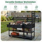 Topmax 62.3'' Patio Kitchen Island Solid Wood Kitchen Cart