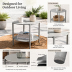 Metal Round Side Table with 2-Tier Design