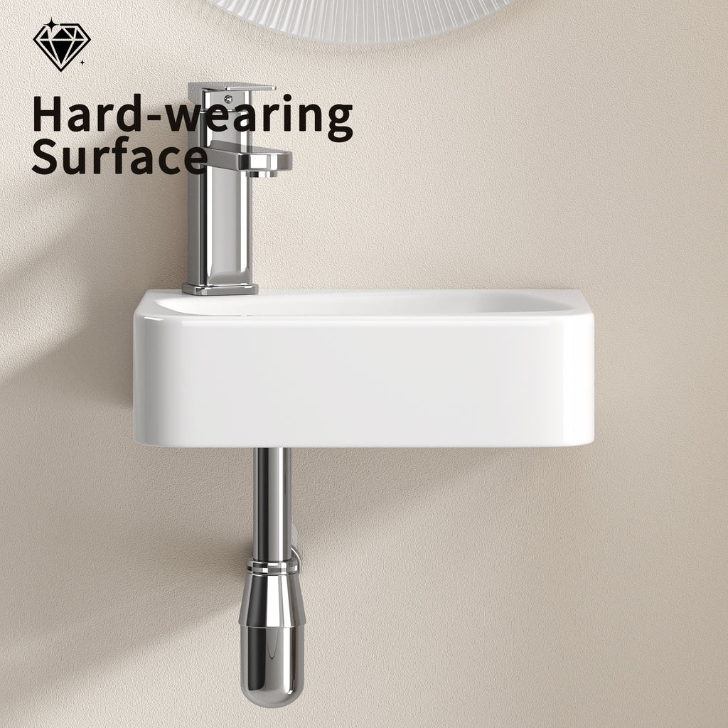 Floating Bathroom Sink Wall Mounted - Rectangle Vessel Sink