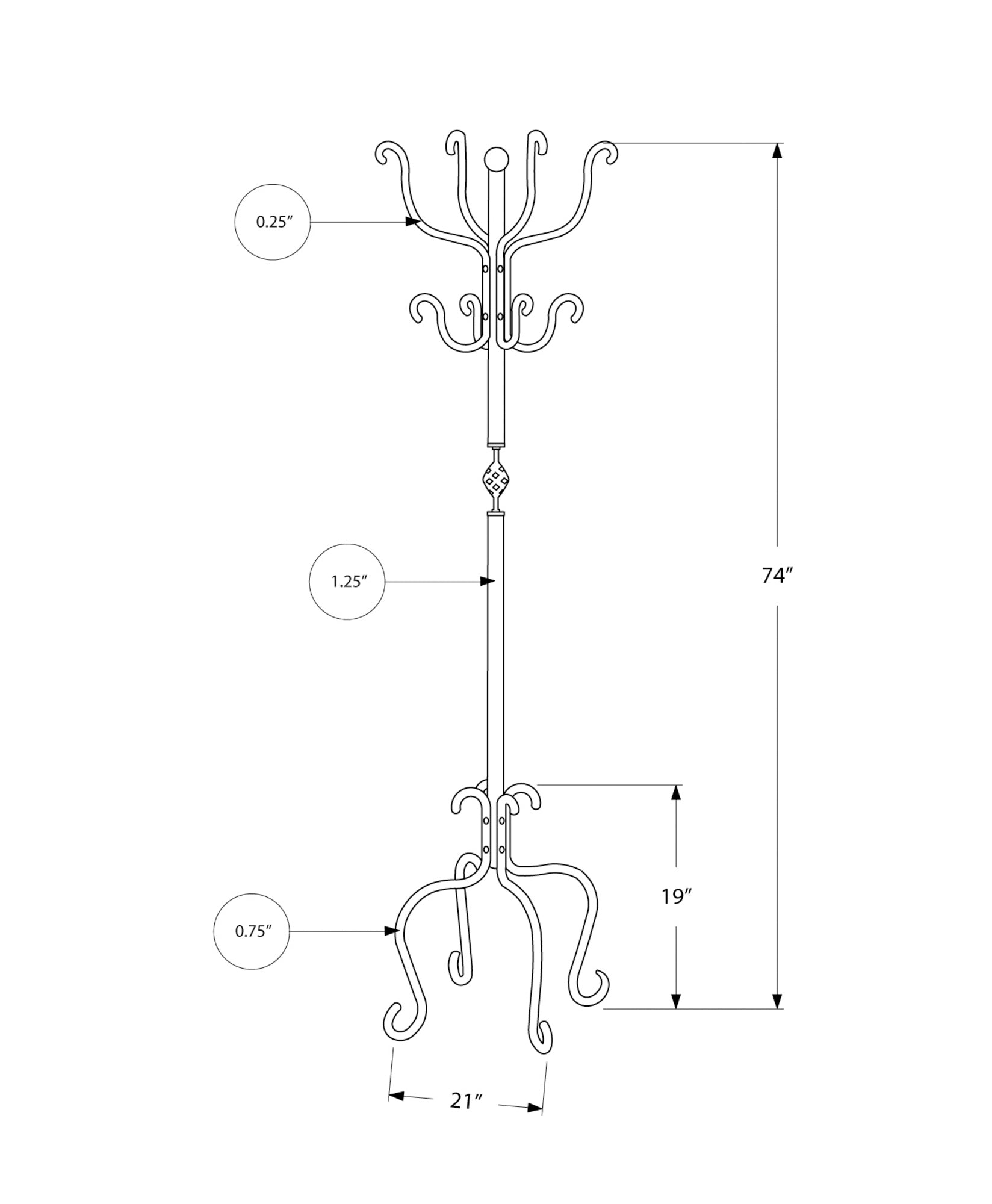 Coat Rack Hall Tree with 8 Hooks