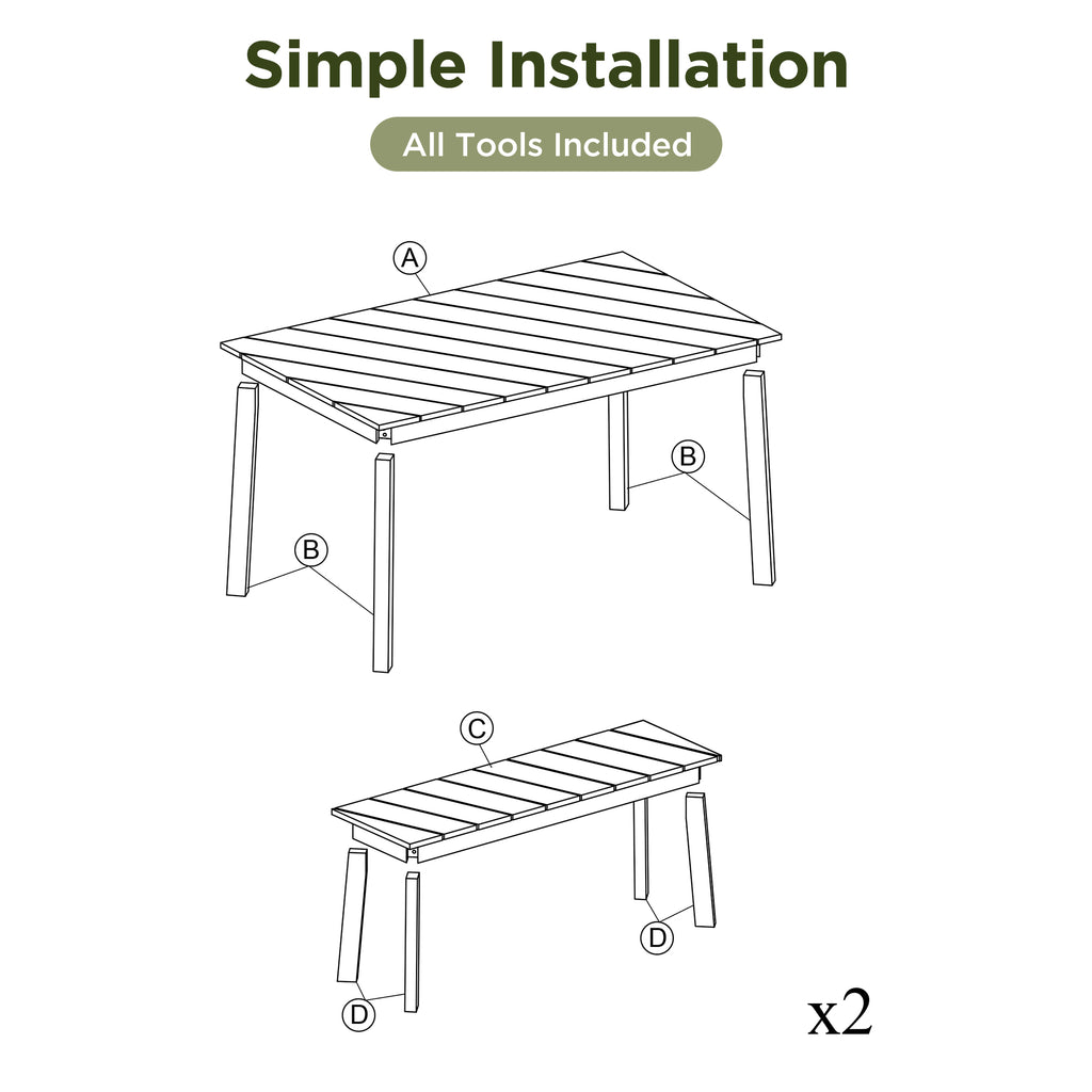 Acacia Wood 3 Piece Dining Set for Indoor & Outdoor Use