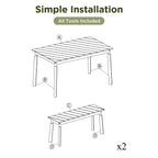 Acacia Wood 3 Piece Dining Set for Indoor & Outdoor Use