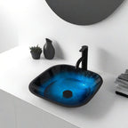Bathroom Artistic Tempered Glass Vessel Sink with Faucet