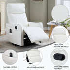 White Heat Massage Manual Recliner Chair with Rocker and Swivel