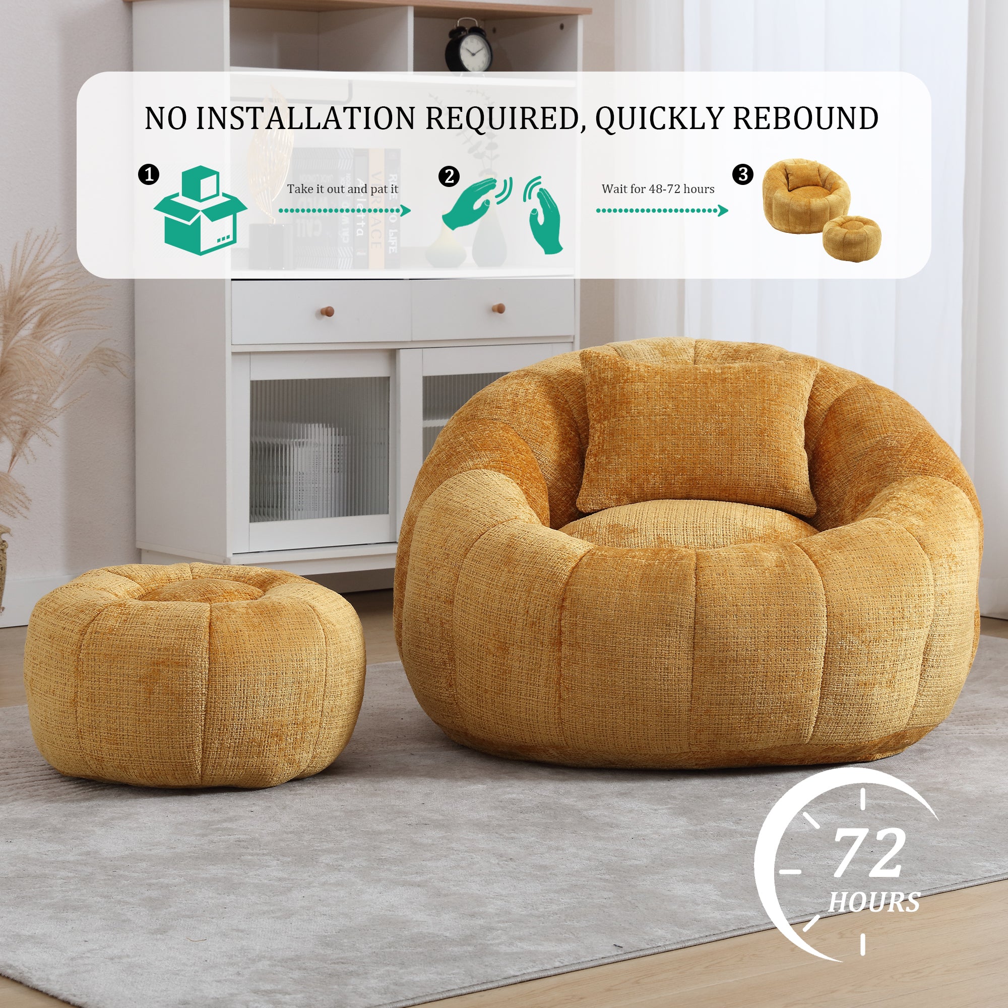 UNITED WE WIN Modern Bean Bag Chairs with Ottoman
