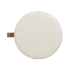 Brandy 14" Round Upholstered Storage Ottoman with Leather Accent