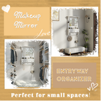 Floating Makeup Vanity with Big Mirror and Wall-Mounted Storage
