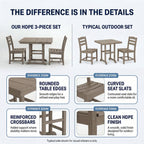 Antique Wood HDPE Outdoor Patio Dining Set