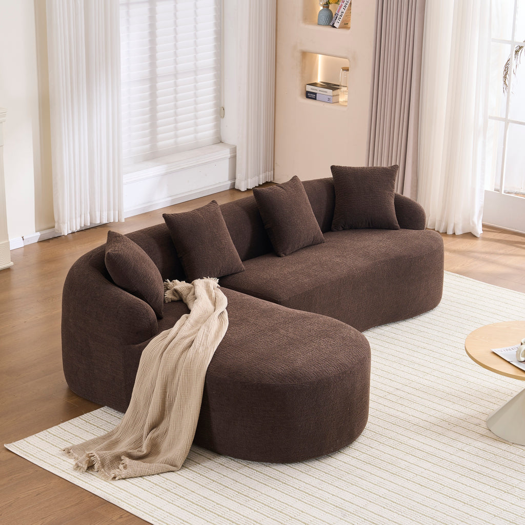 Compression Sponge L-Shape Sectional Sofa with Curved Chaise