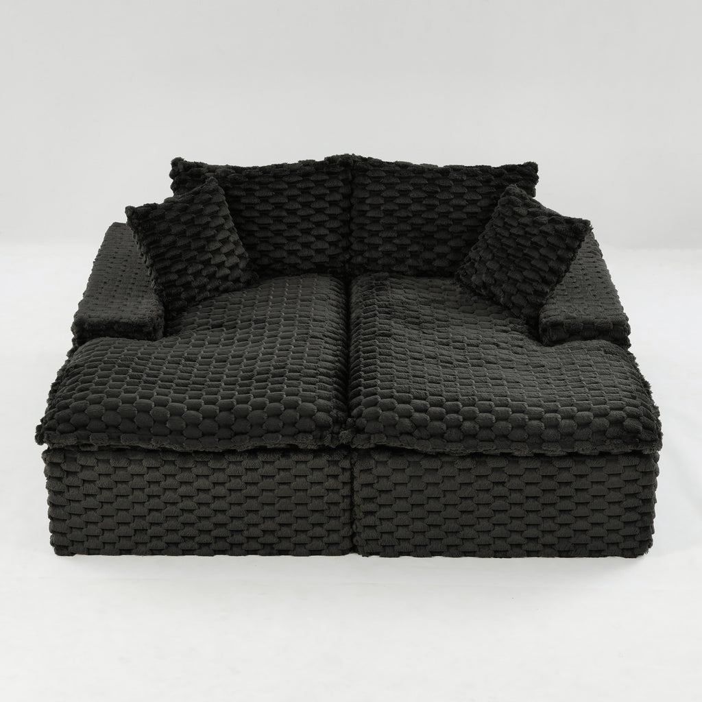Black Turtle Velvet Double Chaise Lounge