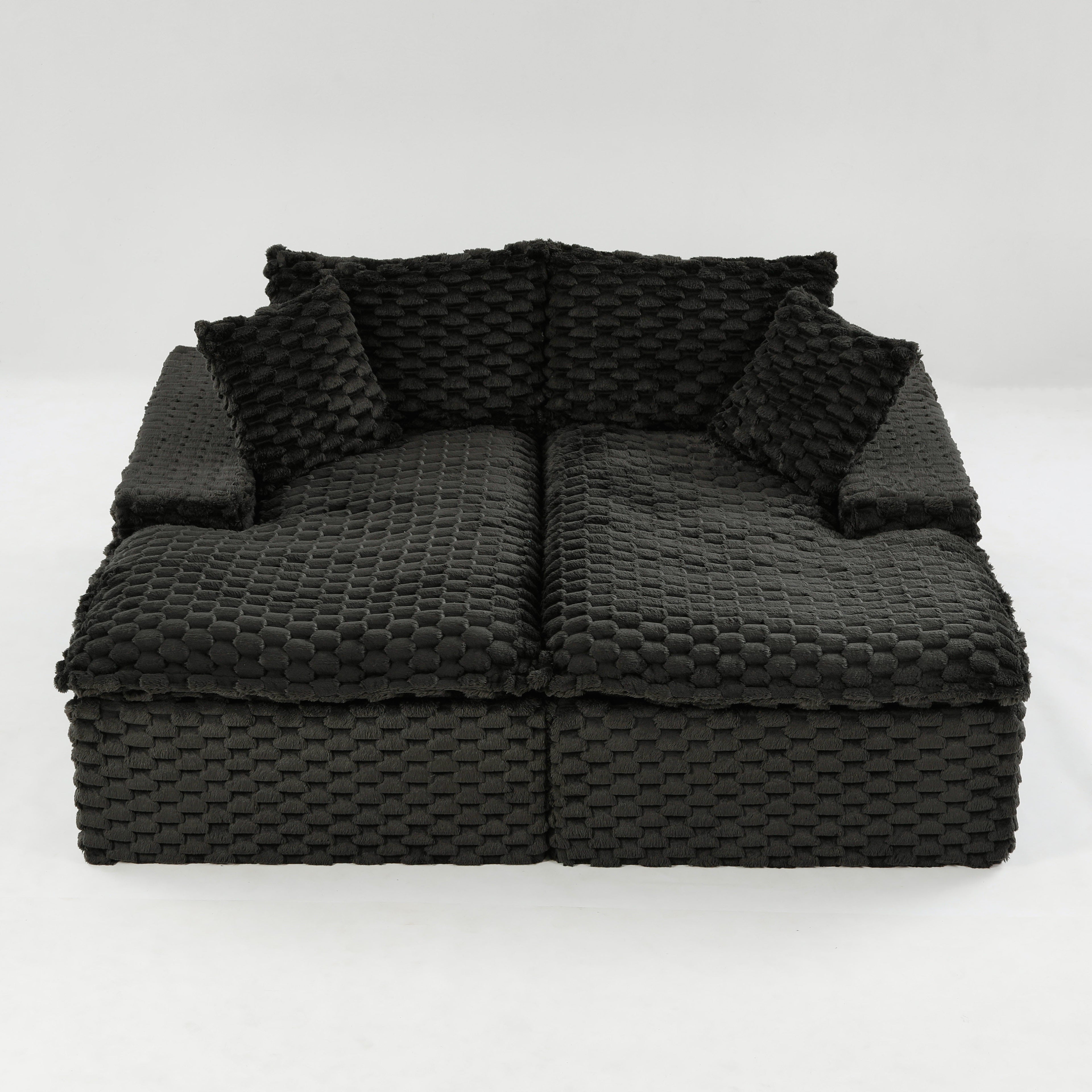 Black Turtle Velvet Double Chaise Lounge