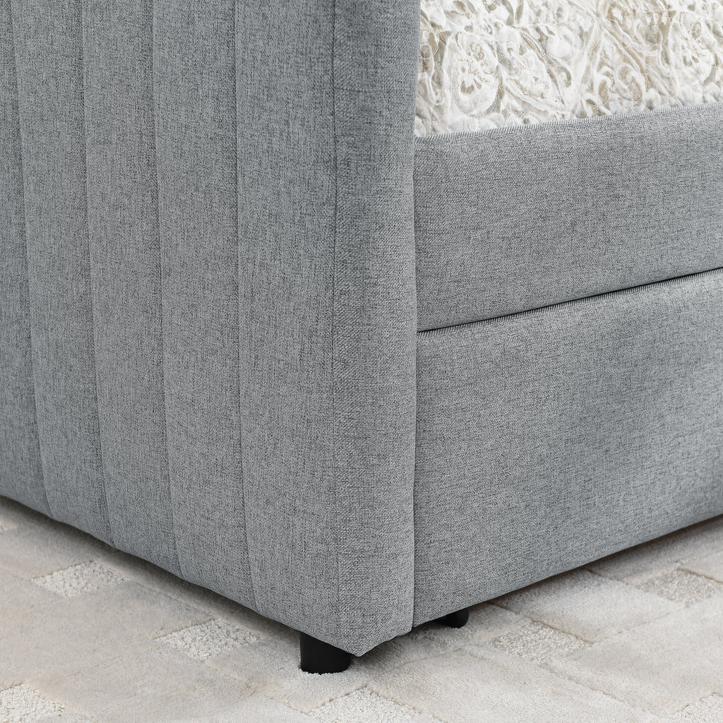 Queen Size Daybed with Two Drawers Trundle Upholstered Sofa Bed