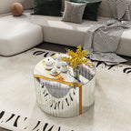 White Marble Pattern Sticker Round Coffee Table