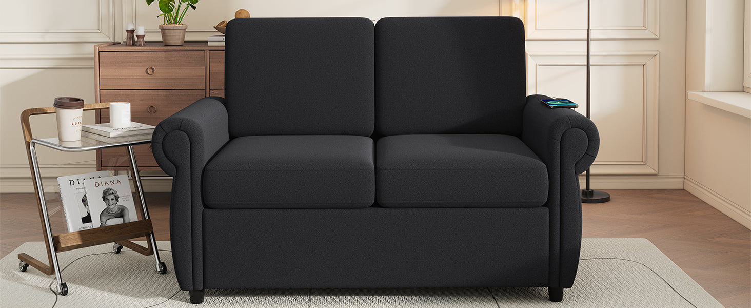 Orisfur Pull Out Sofa Bed Loveseat with Twin Size Memory Mattress