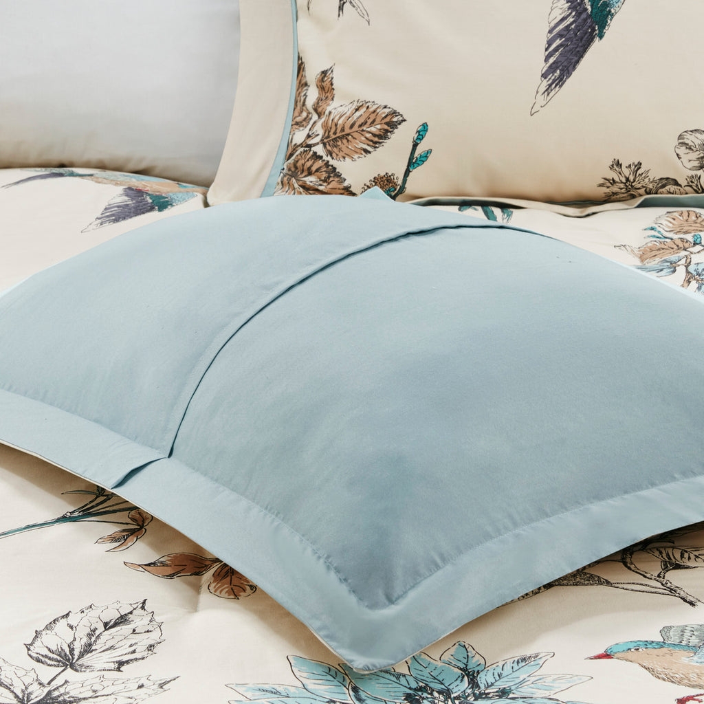 7 Piece Printed Cotton Twill Comforter Set - Khaki King