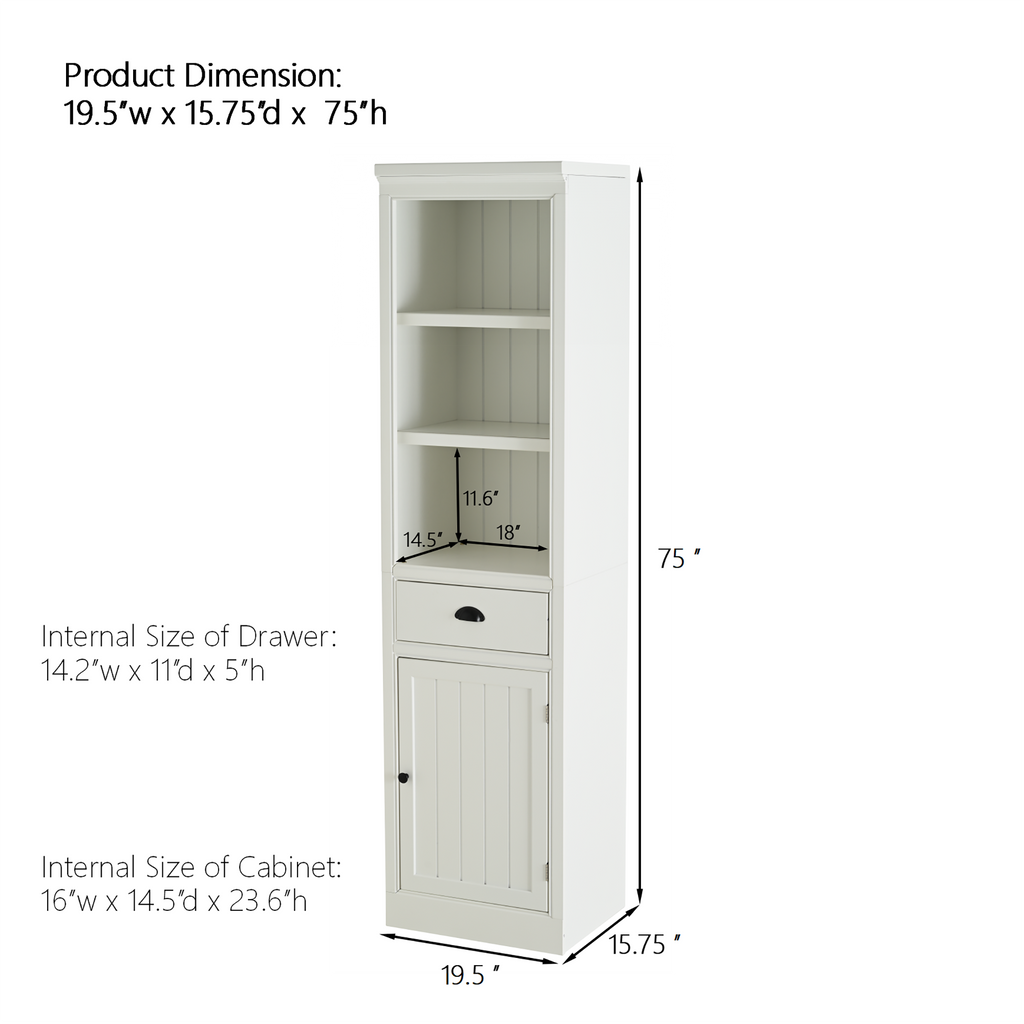 75'' Freestanding Display Bookshelf with Storage & Cabinet