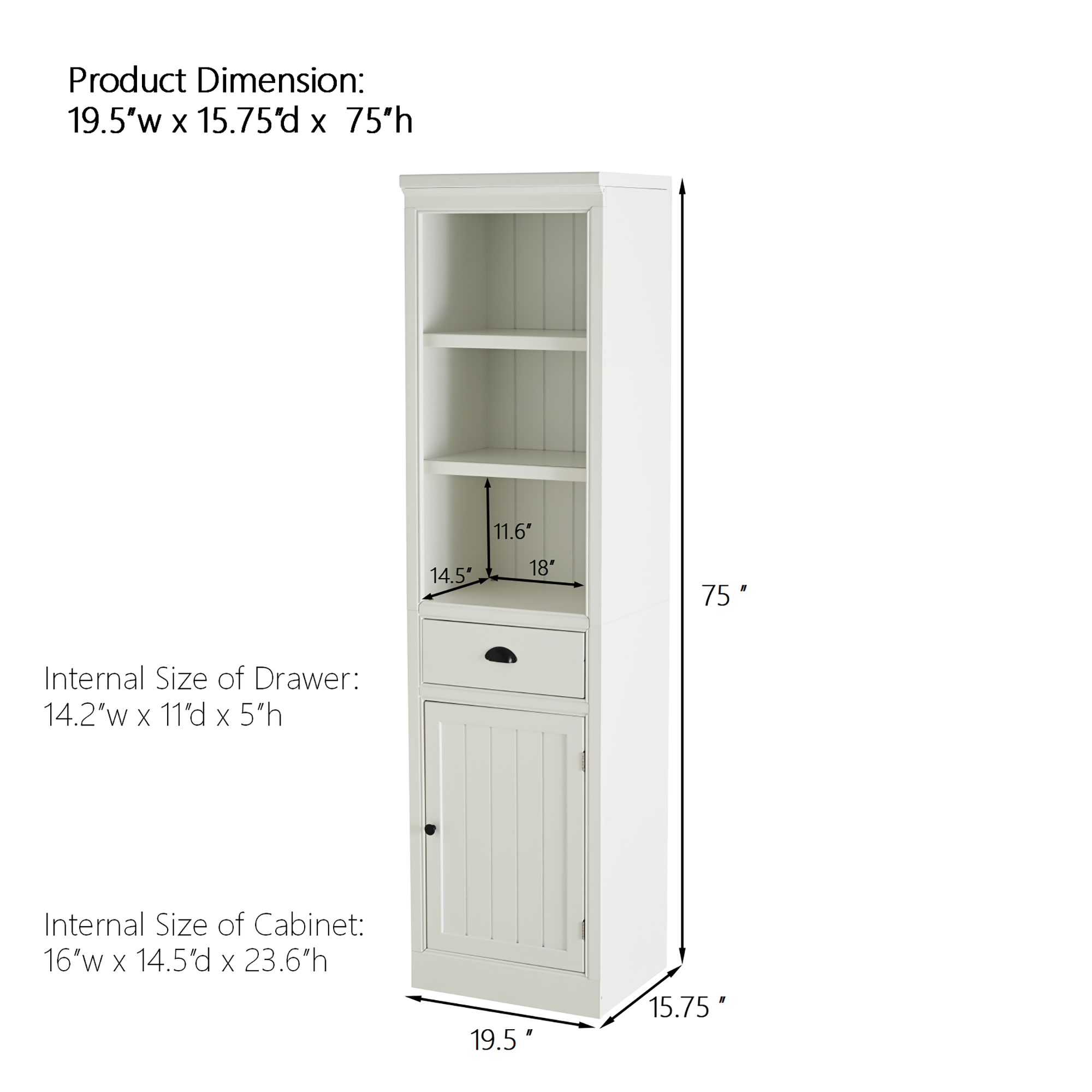 75'' Freestanding Display Bookshelf with Storage & Cabinet