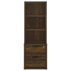 Geary Dark Pine 3-Shelf Bookcase USB and Lockable Drawer