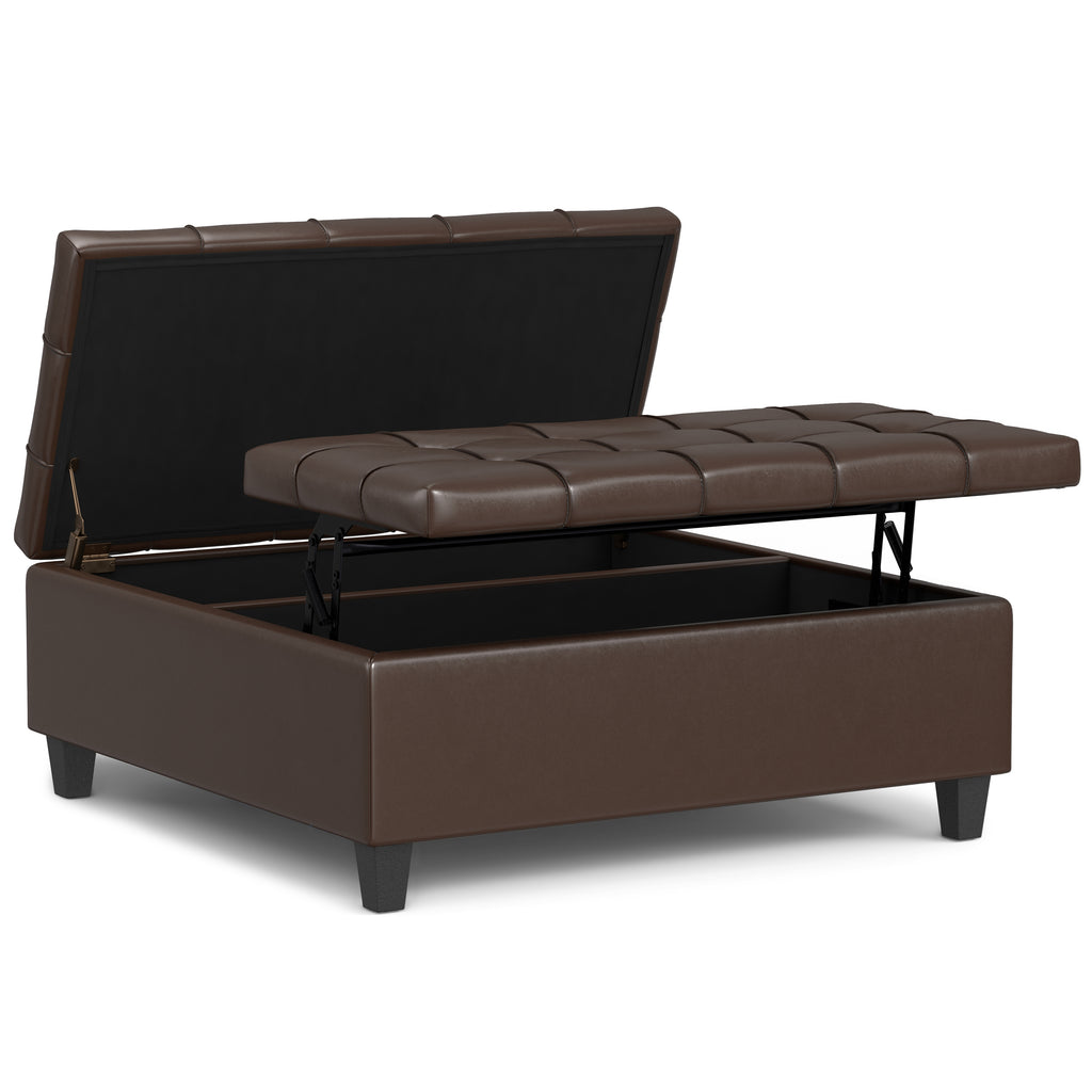 Harrison 40 Inch Wide Large Square Coffee Table Storage Ottoman