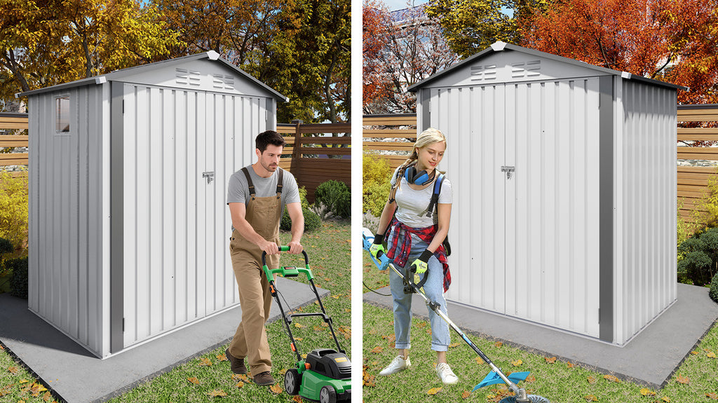 6X3.6FT Metal Storage Shed with Peaked Roof