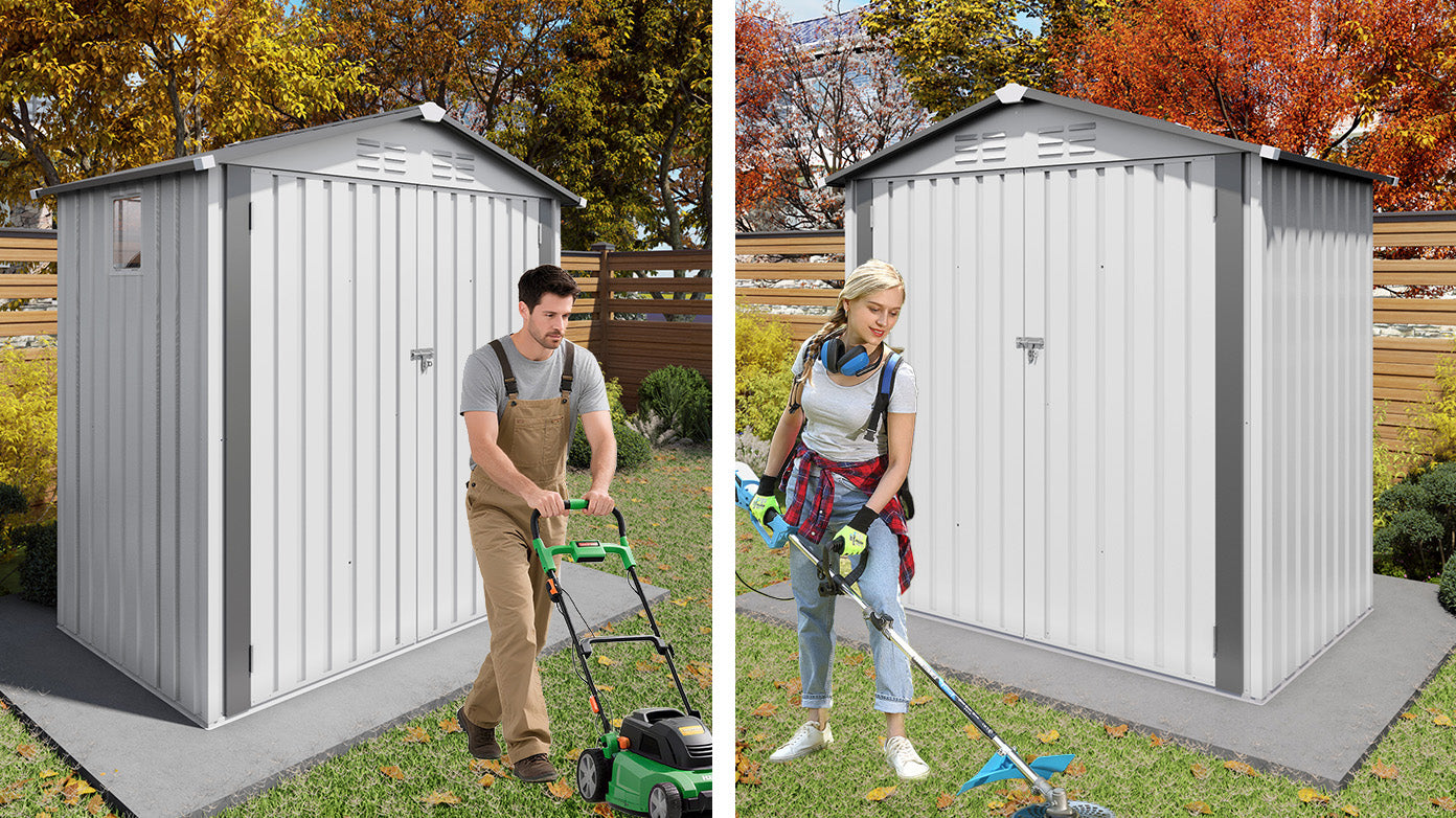 6X3.6FT Metal Storage Shed with Peaked Roof
