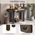 TREXM Rustic Minimalist Console Table with Hidden Drawer
