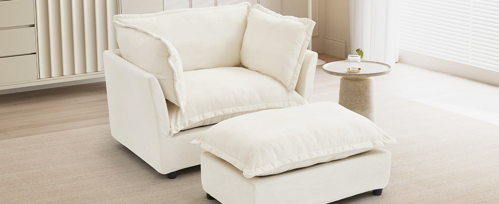 Modern Armchair Sofa with Movable Ottoman