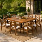 9-Piece Acacia Wood Outdoor Patio Dining Set