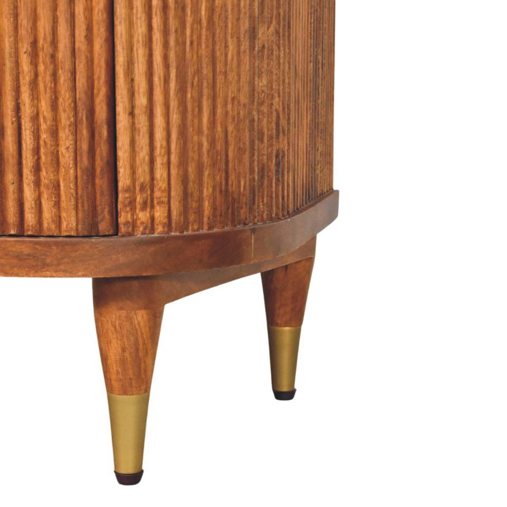 Solid Wood Ribbed Bedside Table