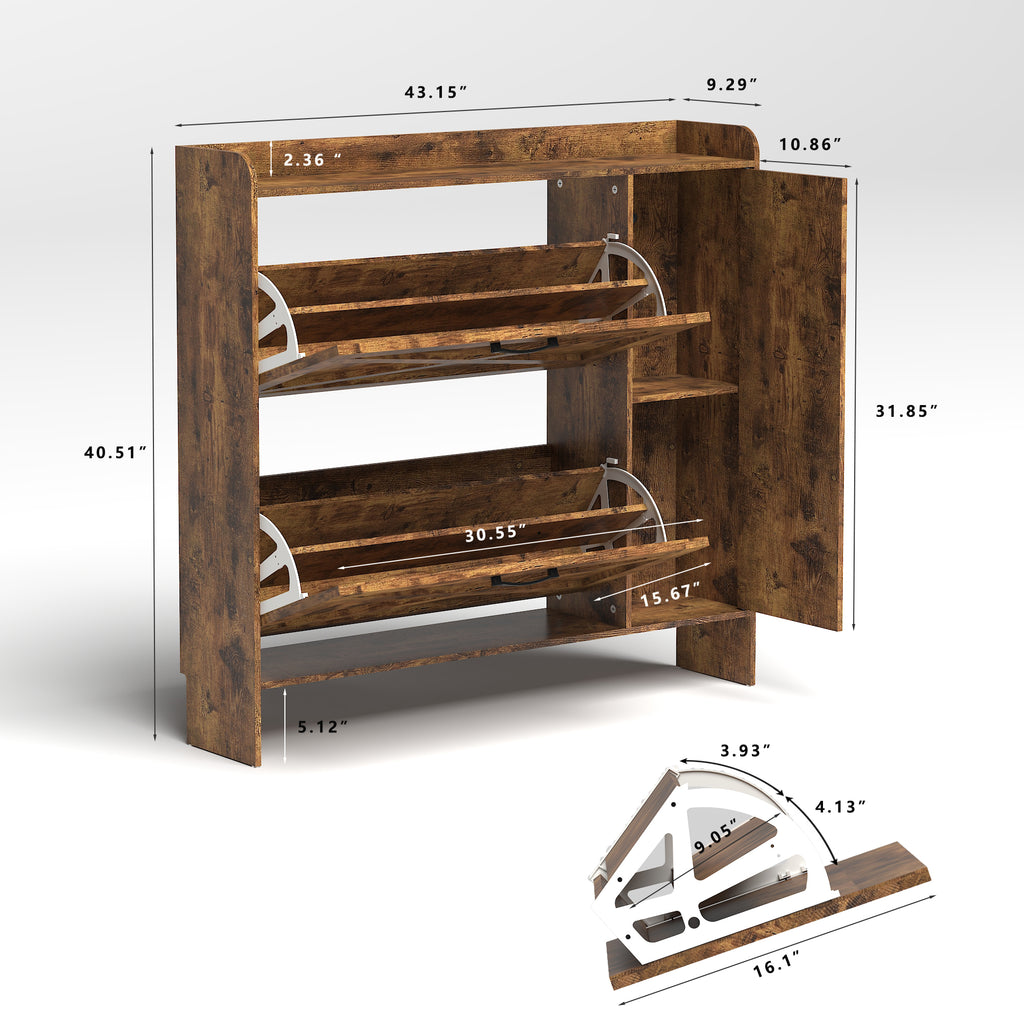 Shoe Storage Cabinet with 2 Flip Drawers
