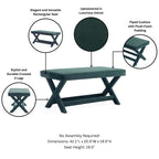 Abigail Upholstered Velvet Accent Bench in Forest