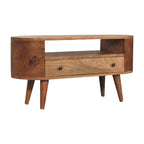 Solid Wood Mini Rounded Entertainment Unit, Nordic Legs