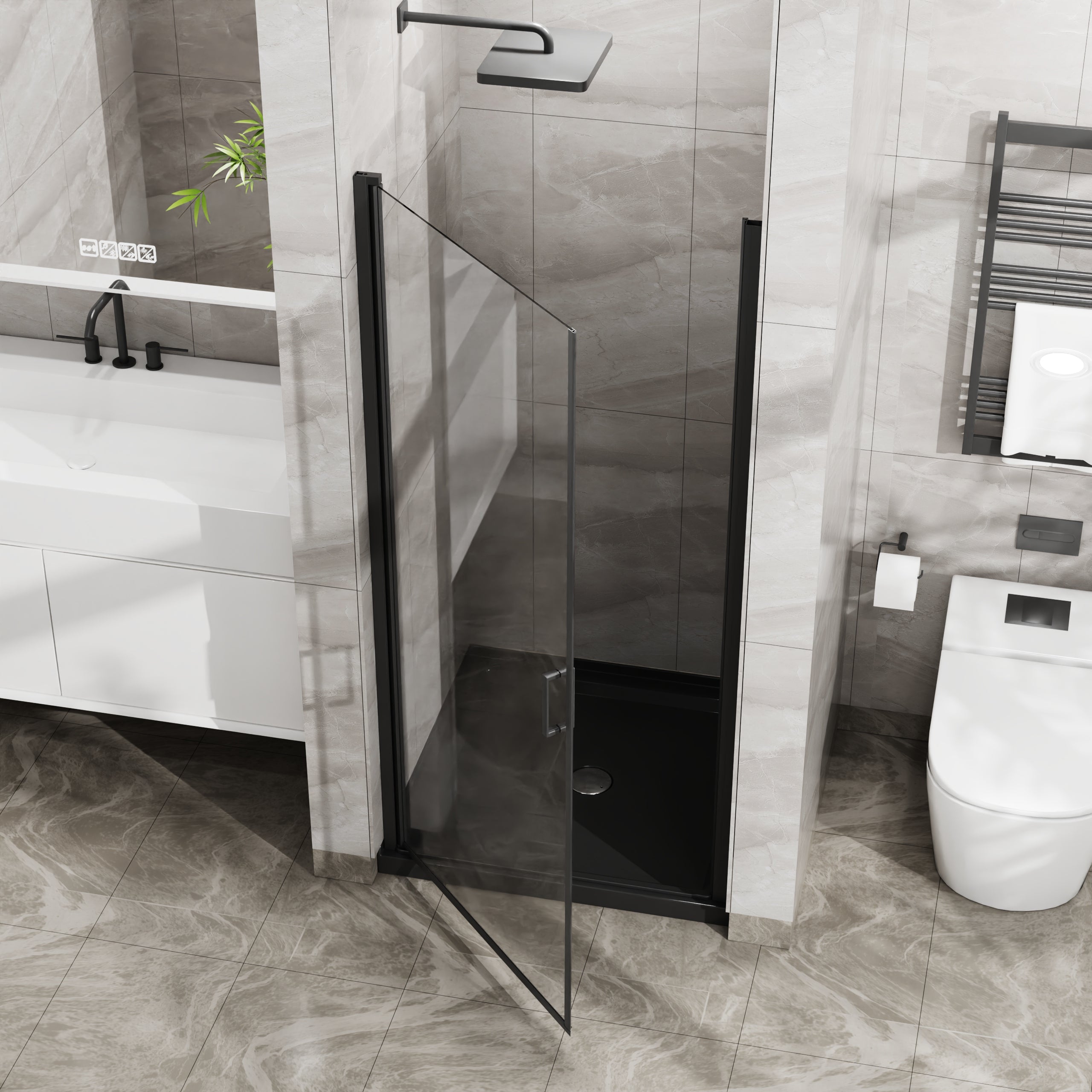 Goodyo 34"x72" Pivot Shower Door in Tempered Glass