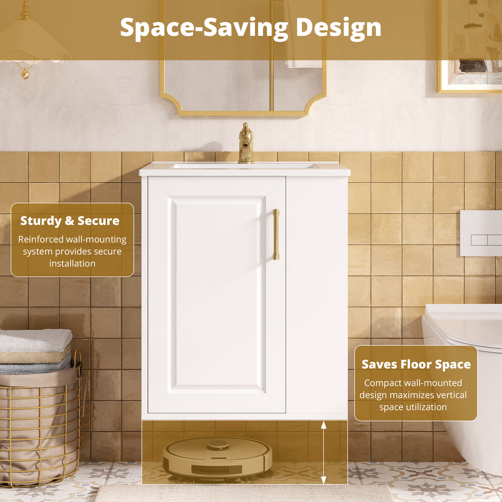 20" Wall Mounted Bathroom Cabinet with Sink Combo