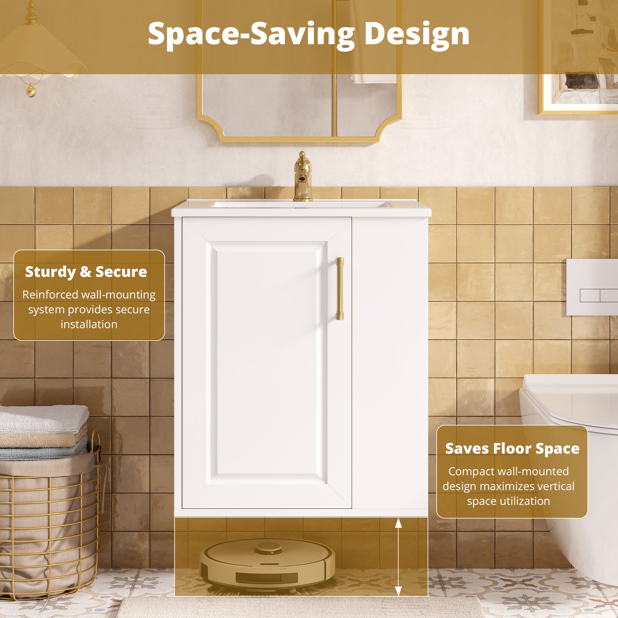 20" Wall Mounted Bathroom Cabinet with Sink Combo