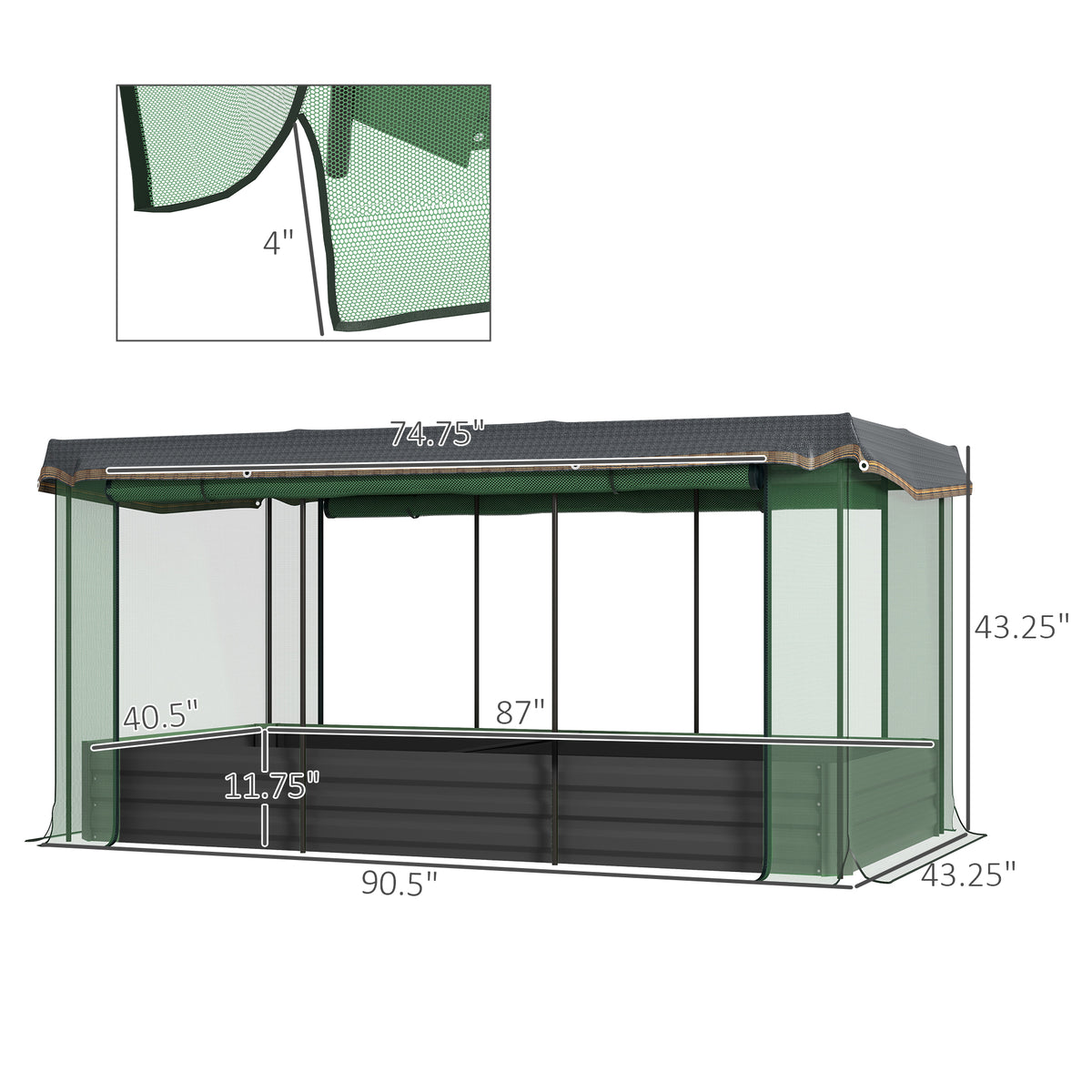Outsunny 7.3 x 3.4 ft Galvanized Raised Garden Bed