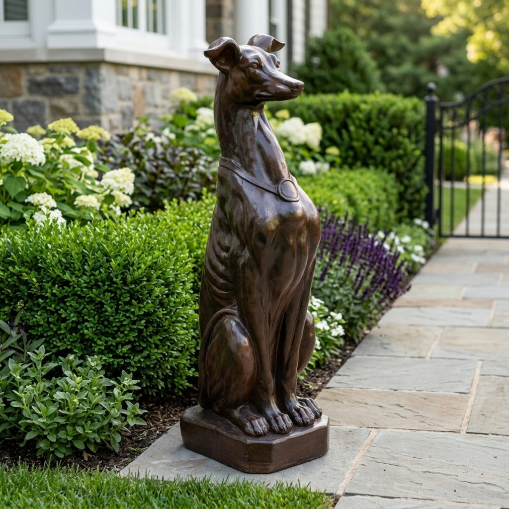 Grey Hound Dog Statue